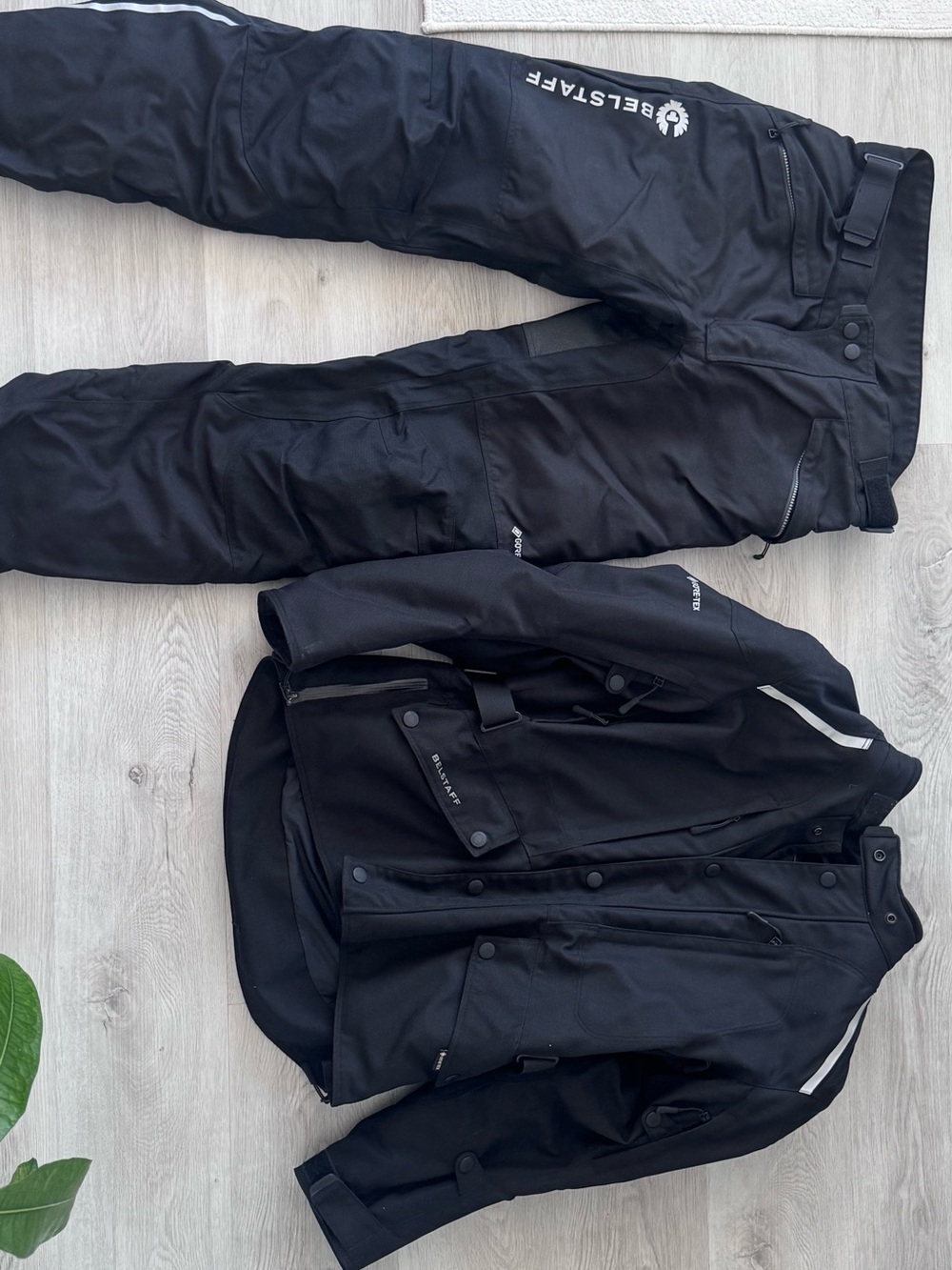 Belstaff Black motorcycle Jacket and Pants Set
